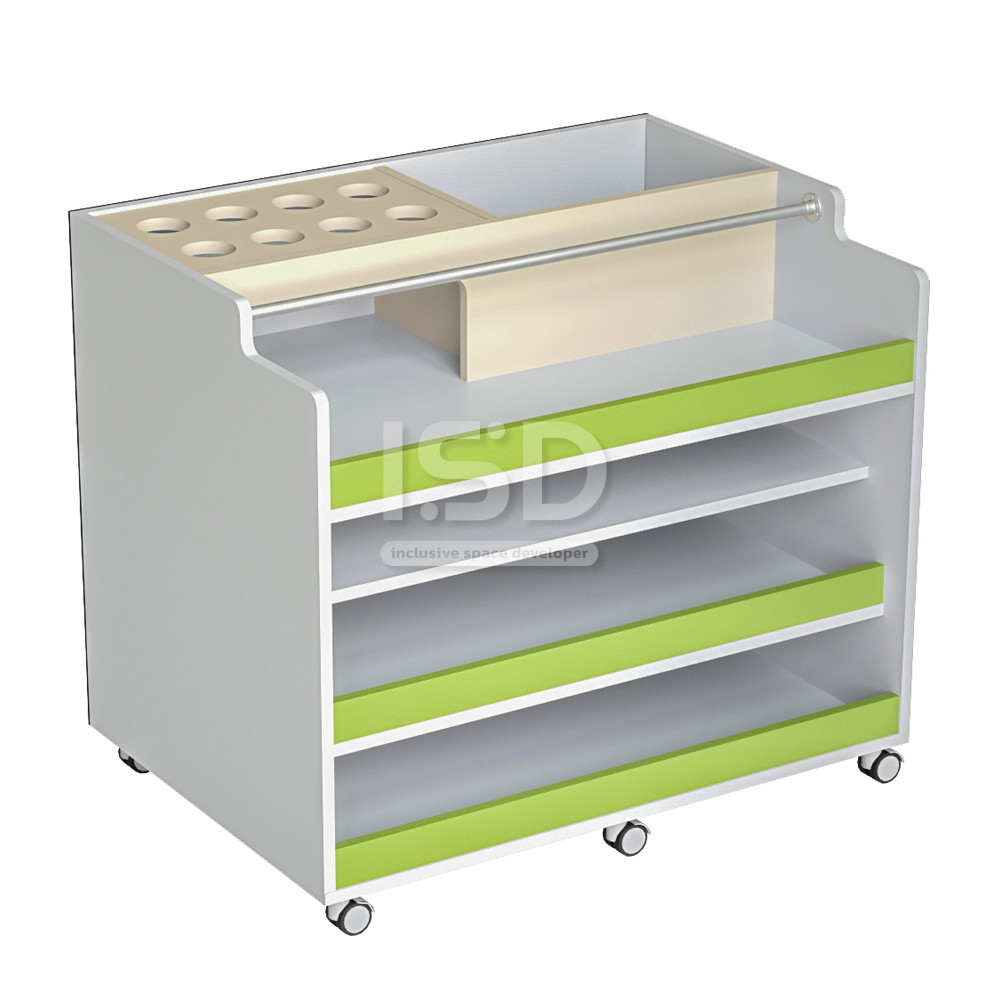   Modular organizer with a writing board on wheels